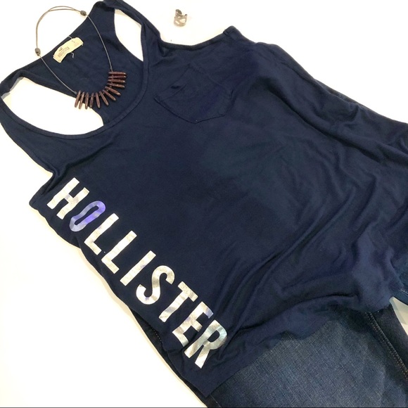 Hollister Navy Tank Top w/ front pocket SMALL - Picture 2 of 4